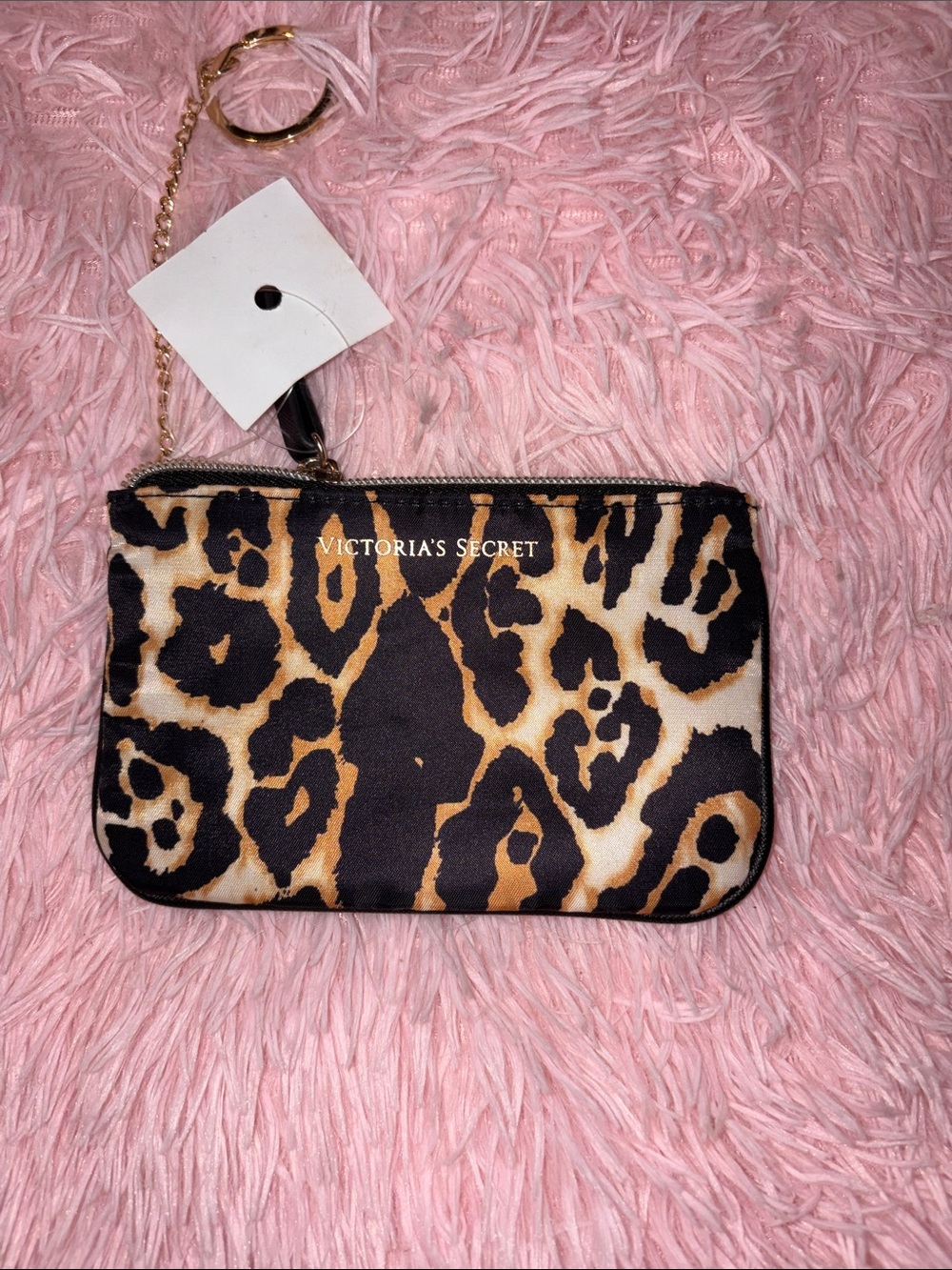 Victoria's Secret Leopard Print Wristlet Pouch - Black, Brown, Cream